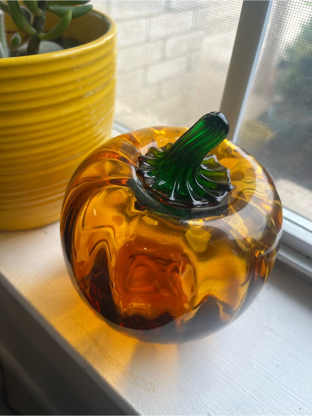 Rare Blenko Glass Tangerine Pumpkin hand blown Deco Artisan 2016 4.5” - Picture 3 of 6